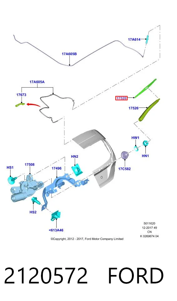 2120572 Ford Pióro wycieraczki szyby tylnej