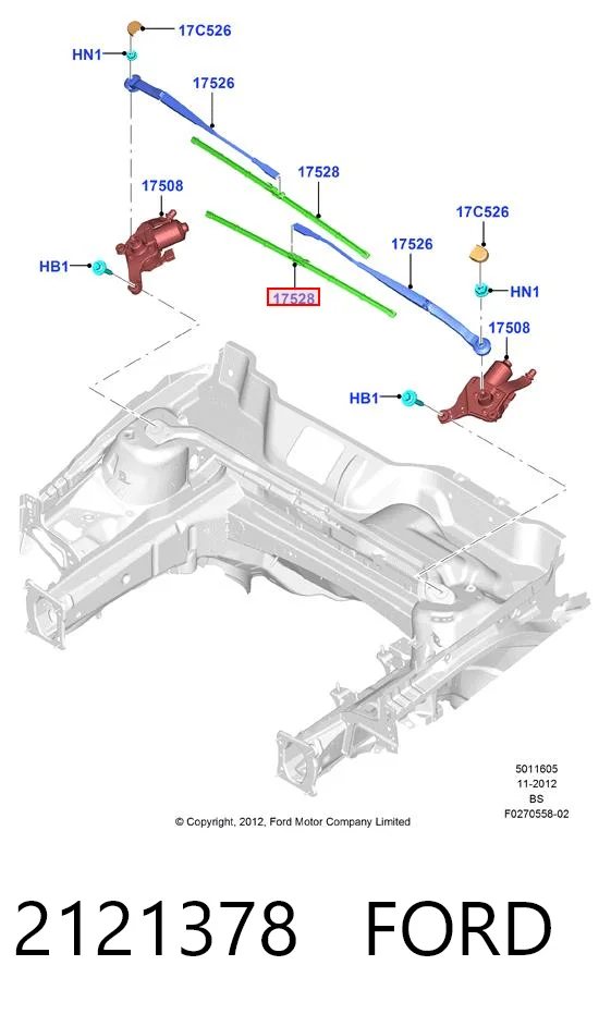 2121378 Ford Pióro wycieraczki szyby przedniej, zestaw (2 szt.)