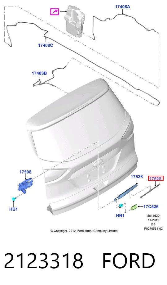 2123318 Ford Pióro wycieraczki szyby tylnej