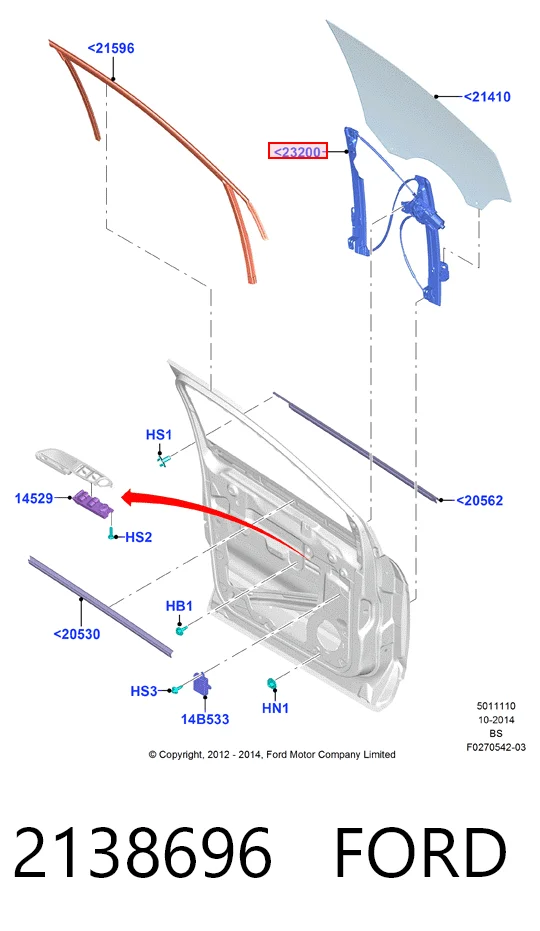 Mechanizm podnoszenia szyby drzwi przednich lewych do Ford Kuga II CBS