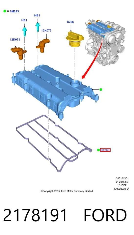 Uszczelka pokrywy zaworowej silnika do Ford Focus III CB8