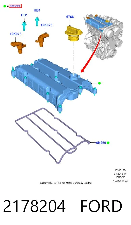 Do koszyka Pokrywa zaworowa Ford C-Max  DM2