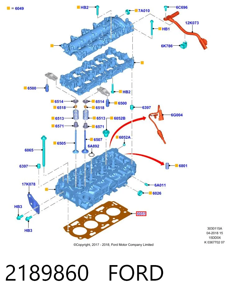 2189860 Ford Uszczelka głowicy cylindrów