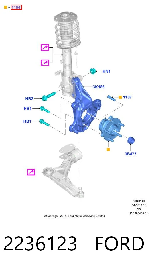 2236123 Ford Piasta przednia