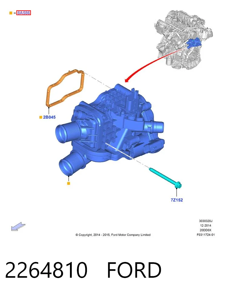 2264810 Ford Obudowa termostatu