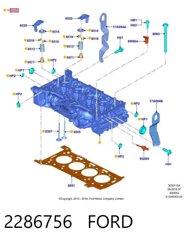 2286756 Ford Głowica cylindrów