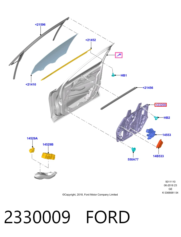 Mechanizm podnoszenia szyby drzwi przednich lewych do Ford Focus IV HN