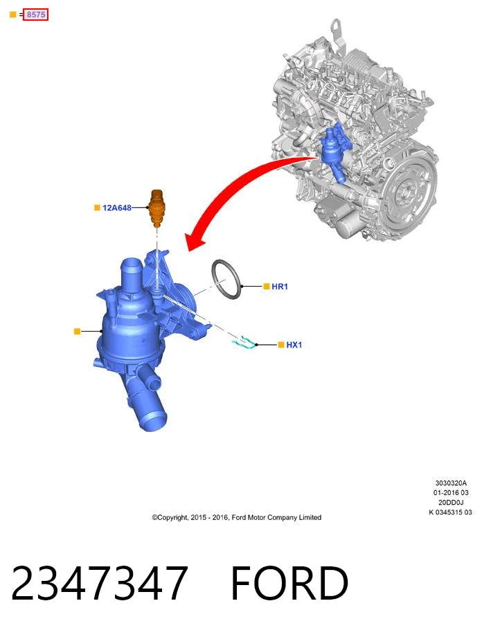 2347347 Ford Obudowa termostatu
