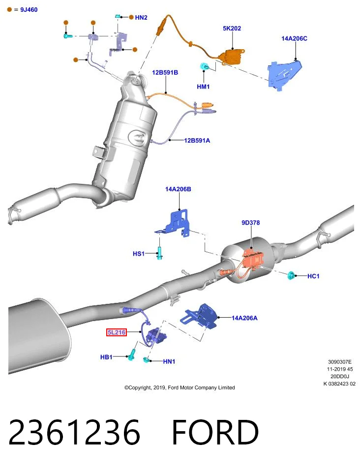 2361236 Ford Sonda lambda czujnik tlenu po katalizatorze