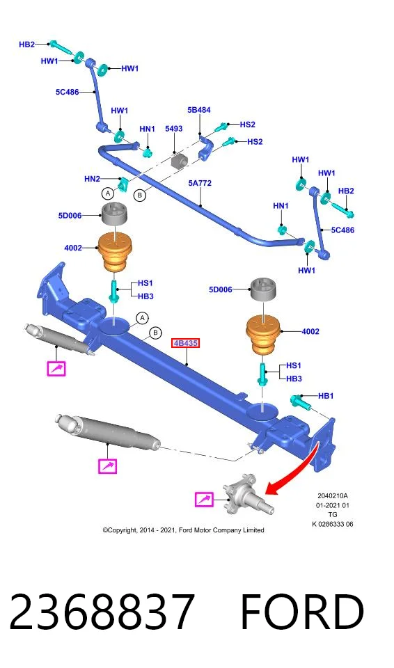 Korpus osi tylnej do Ford Transit VII V363