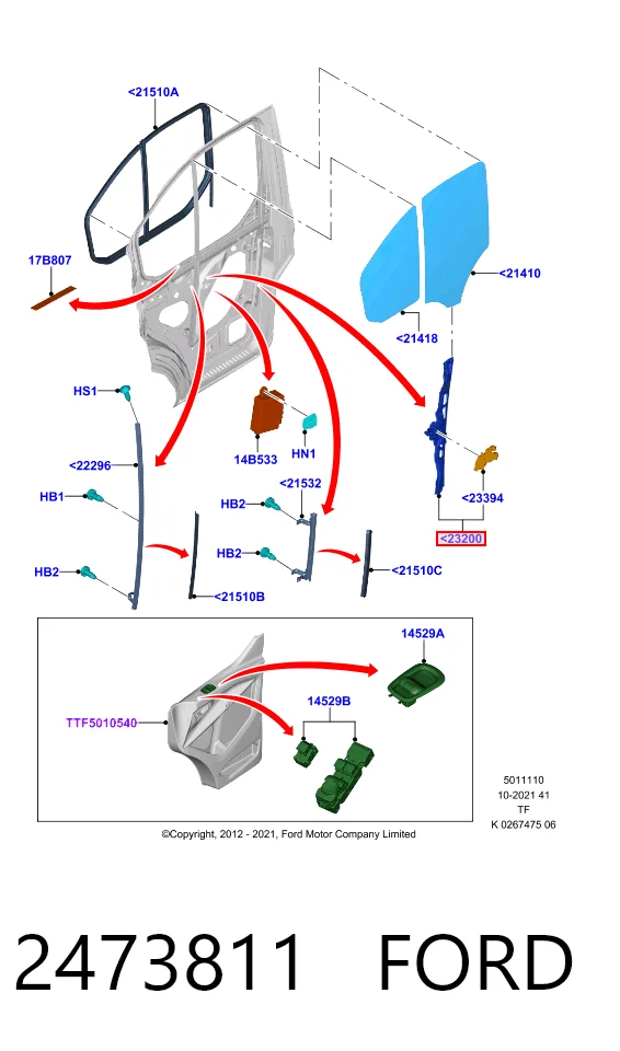  Mechanizm podnoszenia szyby drzwi przednich prawych Ford Connect 