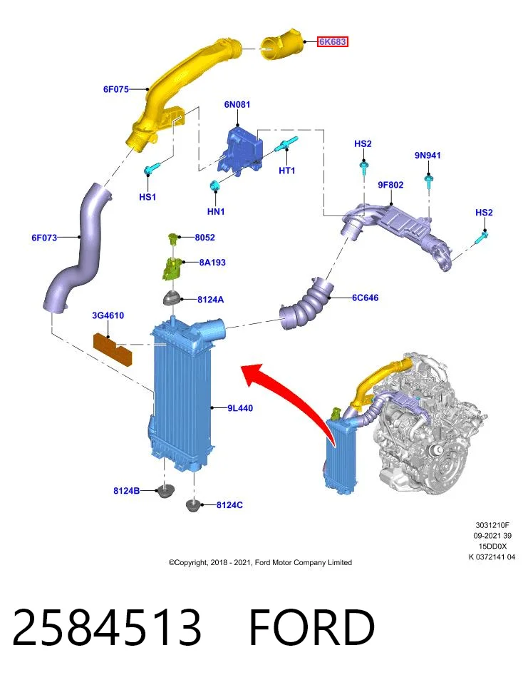 2584513 Ford Przewód (króciec) intercoolera