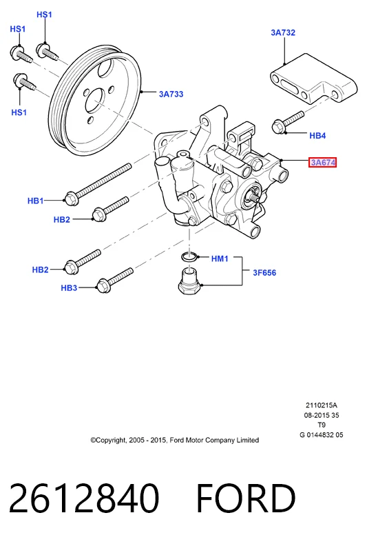 2612840 Ford Pompa wspomagania hydraulicznego kierownicy