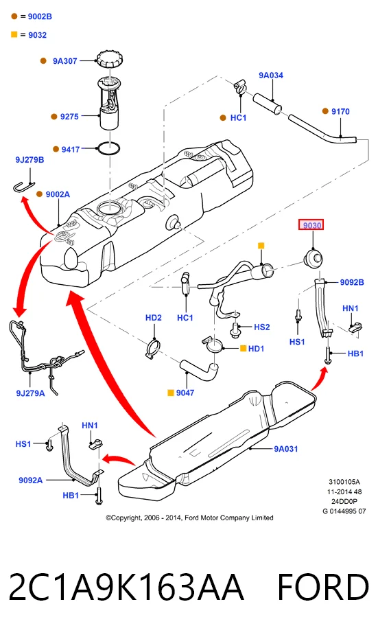 2C1A9K163AA Ford Korek wlewu paliwa