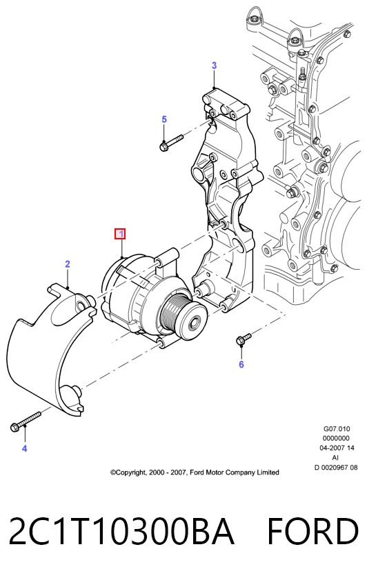 2C1T10300BA Ford Alternator