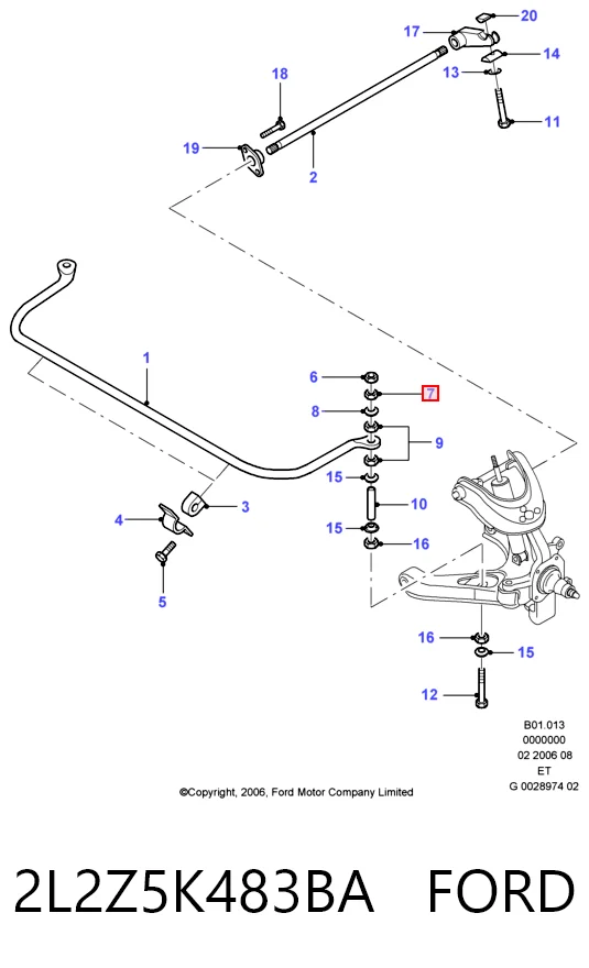 2L2Z5K483BA Ford Łącznik stabilizatora przedniego