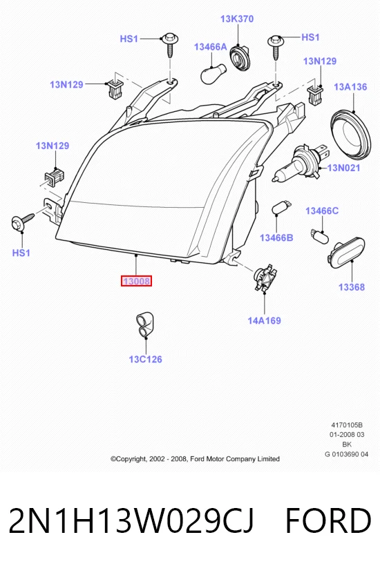 Reflektor prawy Ford Fusion kombi (JU) (2002 - 2012) cena, od 80,13 USD