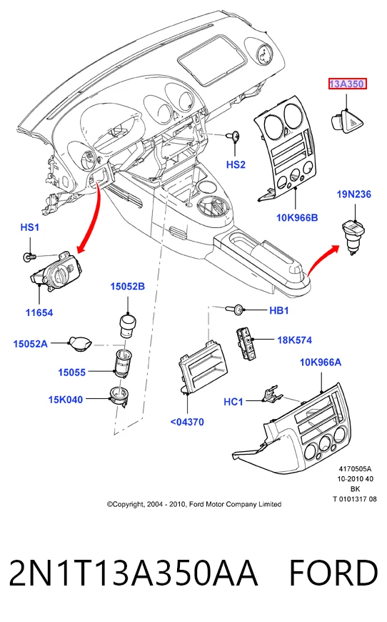 Przycisk włączania światła awaryjnego do Ford Fusion  JU