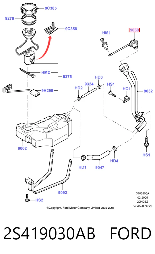 2S419030AB Ford Korek wlewu paliwa