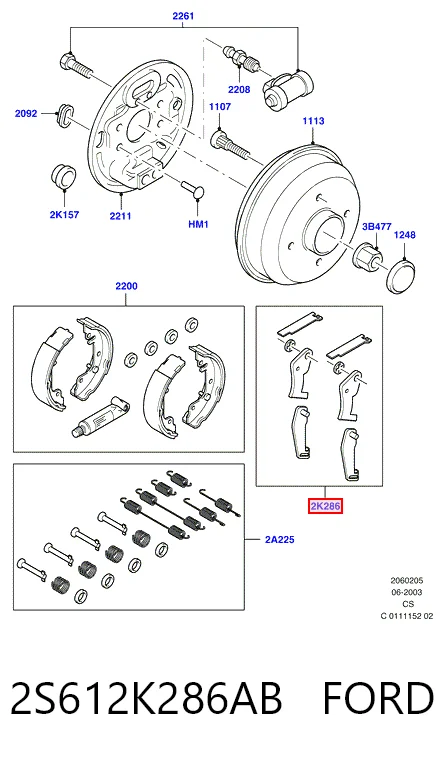 2S612K286AB Ford Regulator tylnego bębna hamulcowego