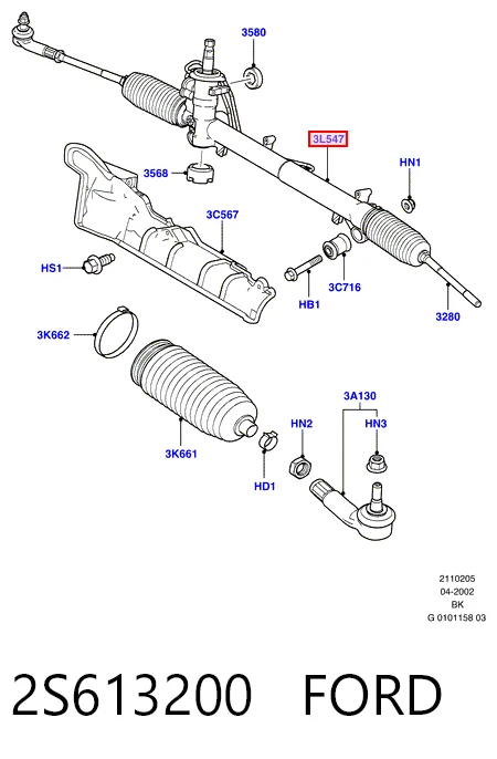 2S613200 Ford Listwa kierownicza (maglownica)