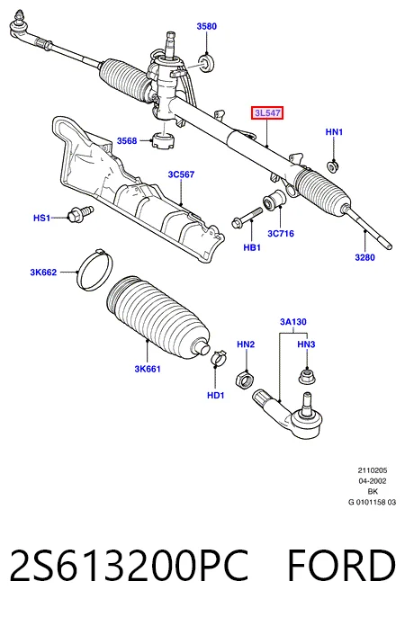 2S613200PC Ford Listwa kierownicza (maglownica)