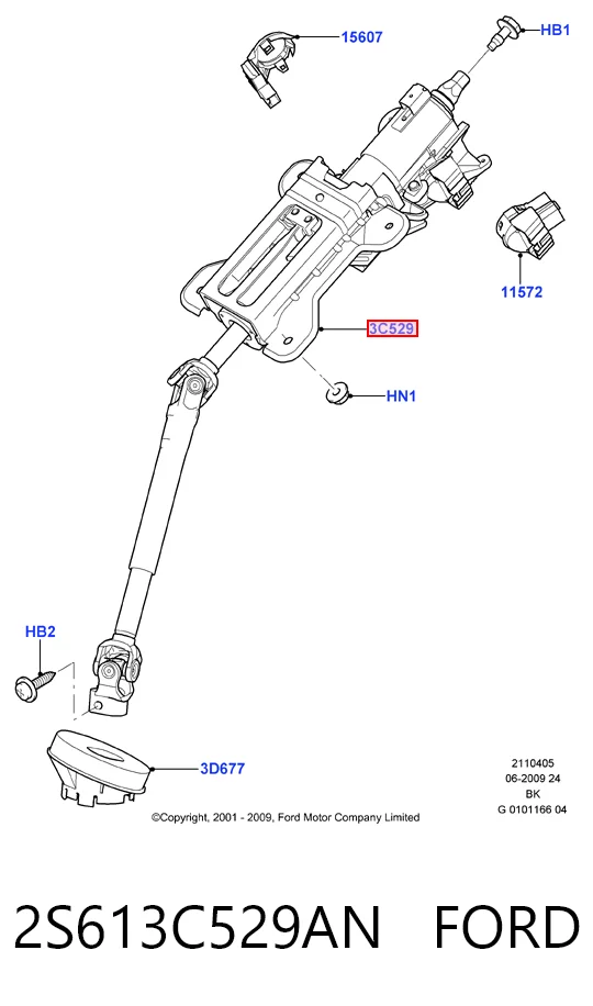 Kolumna (wał) kierownicza (kierownicy) do Ford Fusion  JU