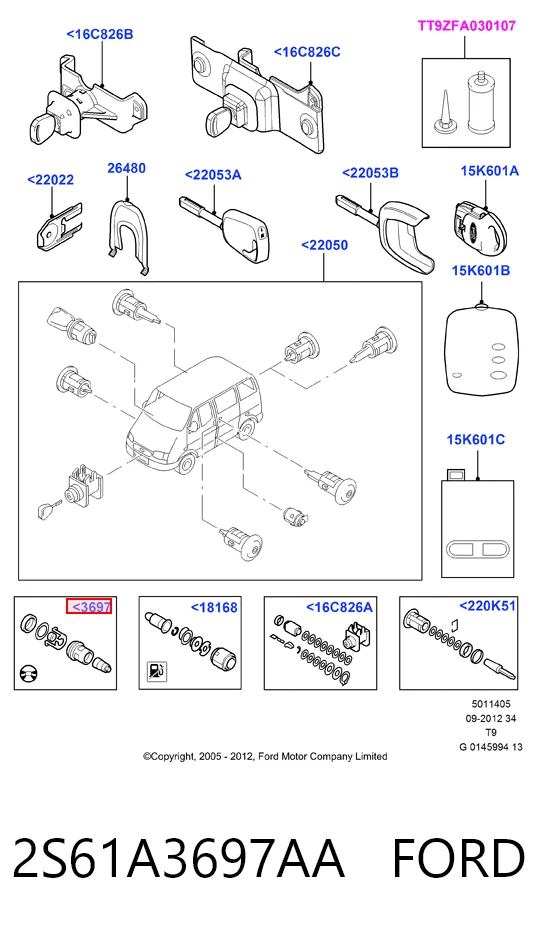 Wkładka stacyjki zapłonowej Ford Transit VI awangarda (V347/8) (2006 - 2014) cena, od 27,98 USD