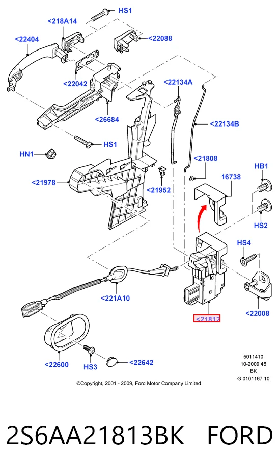 Zamek drzwi przednich lewych do Ford Fusion  JU