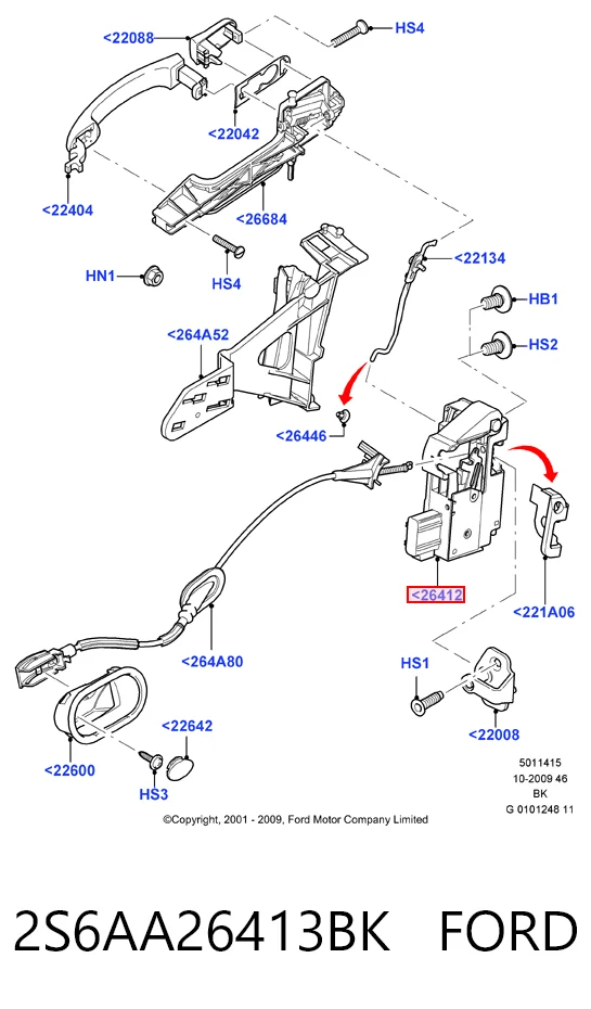 Zamek drzwi tylnych lewych do Ford Fusion  JU