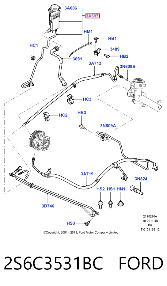 2S6C3531BC Ford Zbiornik płynu wspomagania