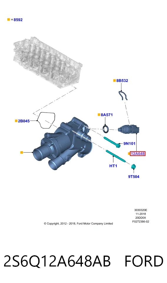 2S6Q12A648AB Ford Czujnik temperatury płynu chłodzącego