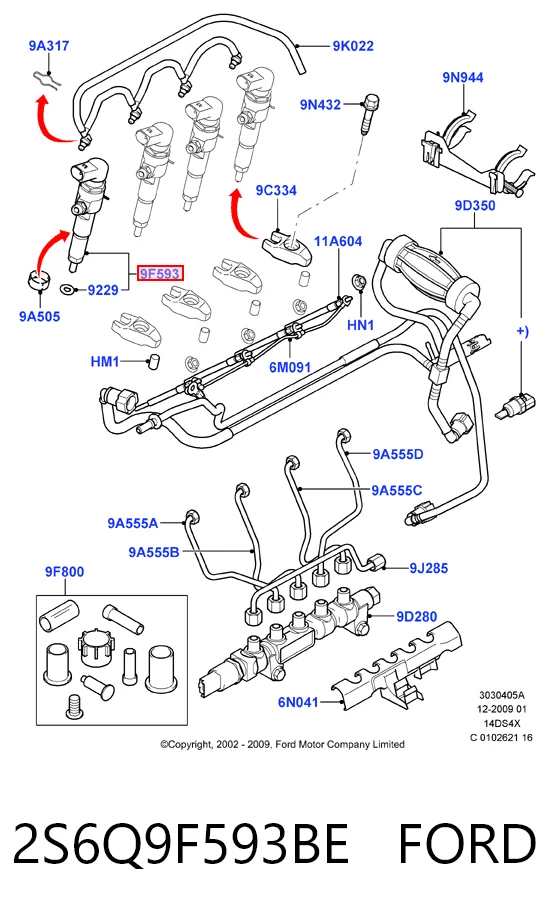 2S6Q9F593BE Ford Wtryskiwacz paliwa
