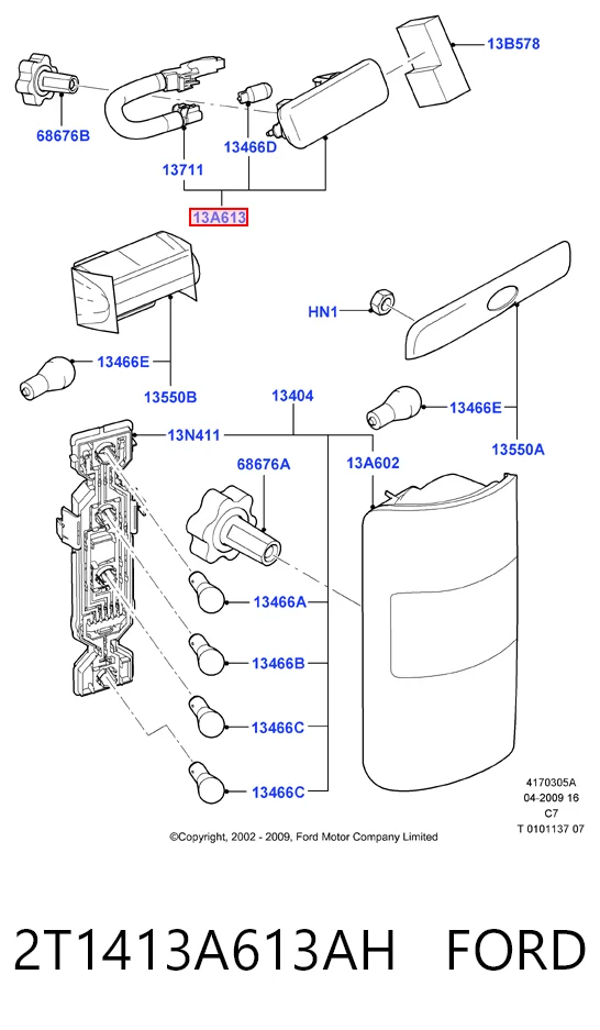 Lampa stop tylna dodatkowa do Ford Connect  TC7