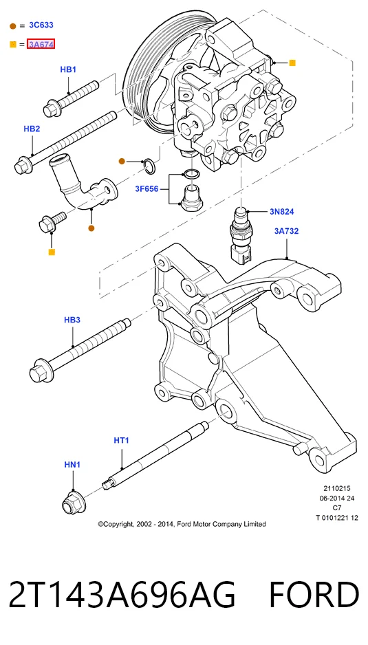 2T143A696AG Ford Pompa wspomagania hydraulicznego kierownicy
