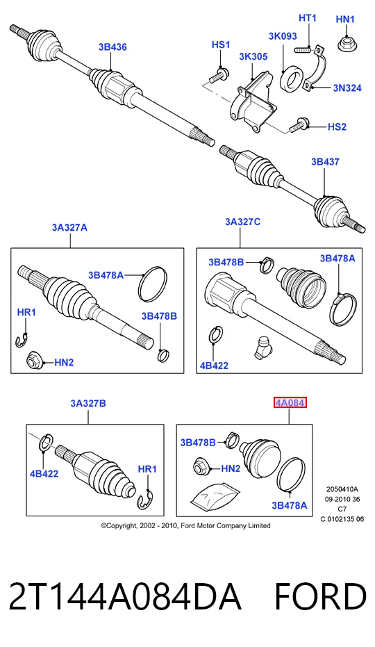 2T144A084DA Ford Osłona przegubu homokinetycznego półosi przedniej wewnętrzna