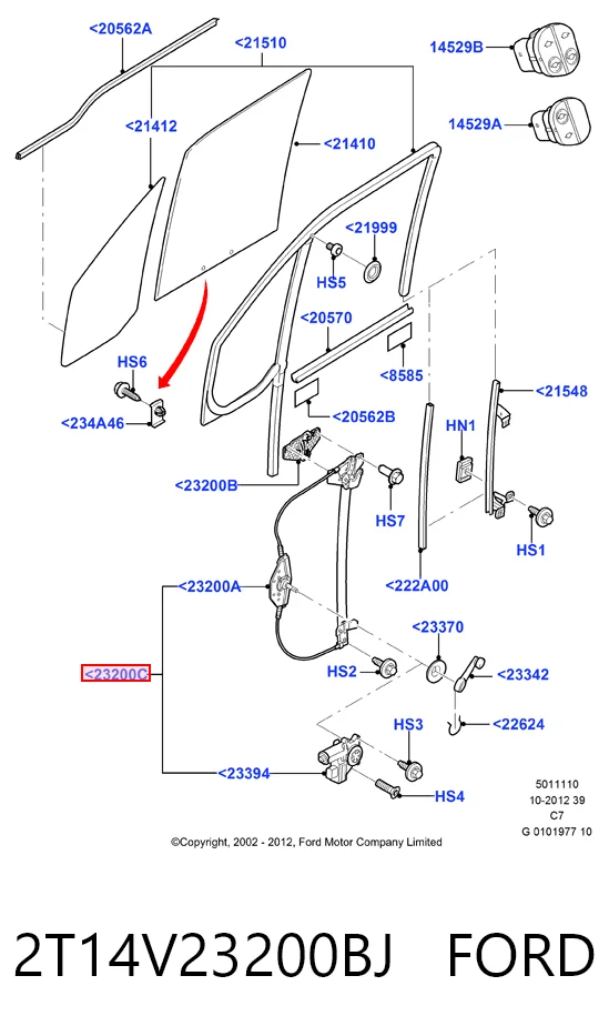 Do koszyka Mechanizm podnoszenia szyby drzwi przednich prawych Ford Connect TOURNEO PU2