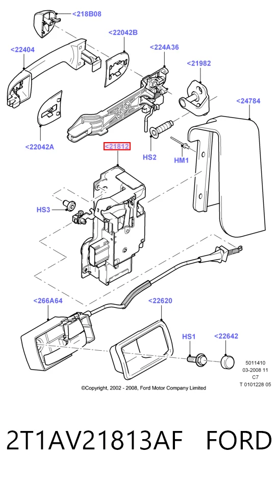 Zamek drzwi przednich lewych do Ford Connect  TC7