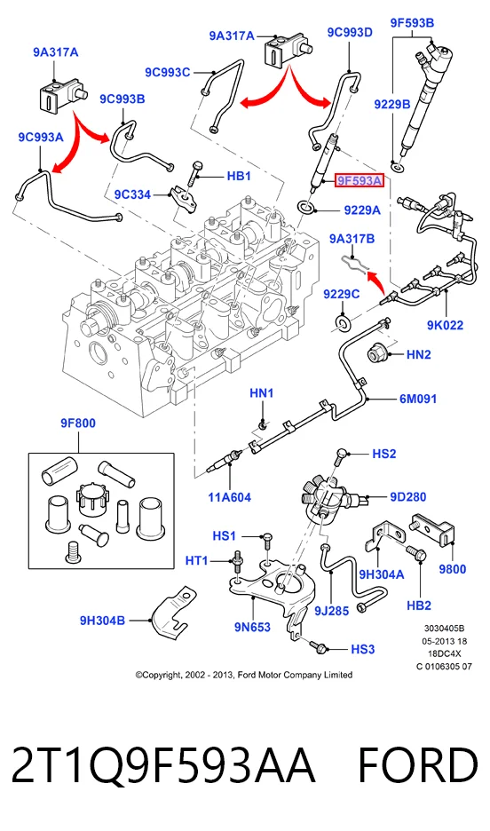 2T1Q9F593AA Ford Wtryskiwacz paliwa