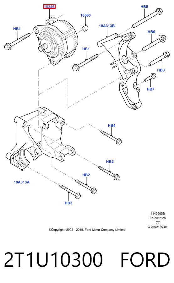 2T1U10300 Ford Alternator