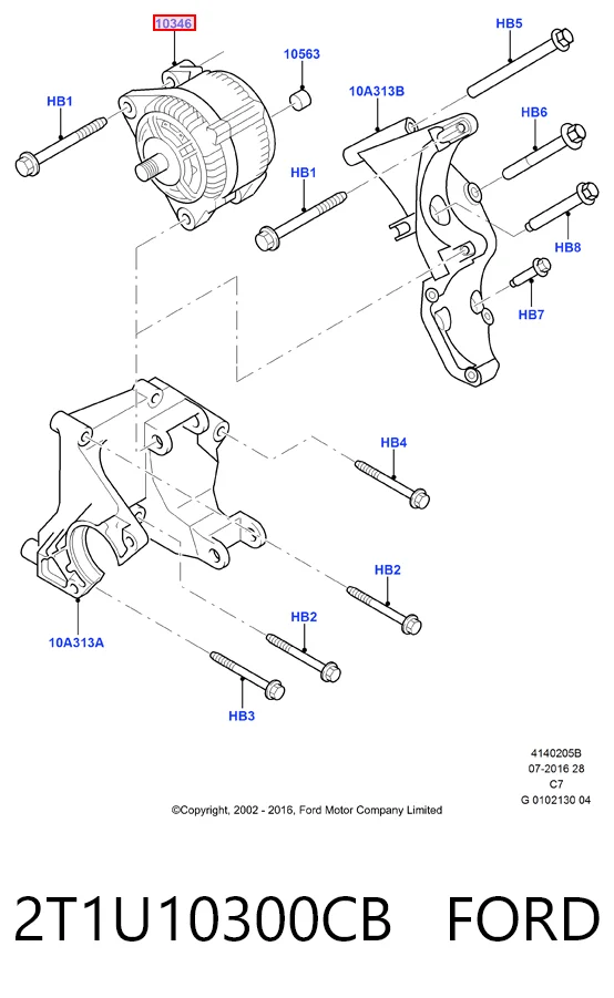 2T1U10300CB Ford Alternator