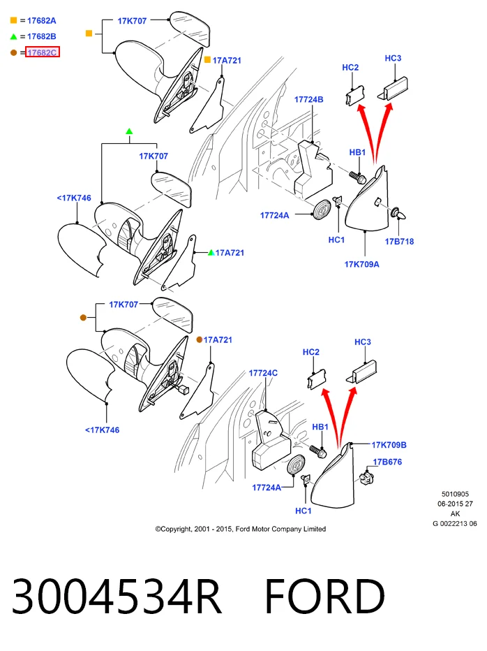 Lusterko wsteczne prawe do Ford Focus I DFW