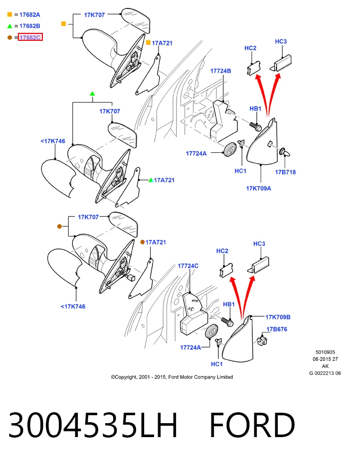 Lusterko wsteczne lewe Ford Focus I hatchback (DAW, DBW) (1998 - 2004) cena, od 54,56 USD