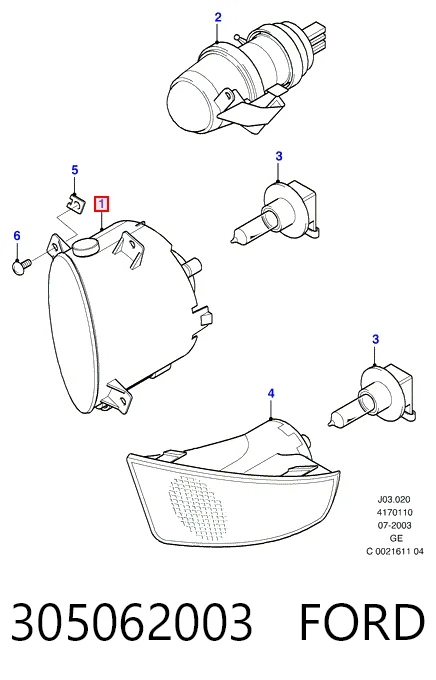 Do koszyka Lampa przeciwmgielna lewa Ford Mondeo III B4Y