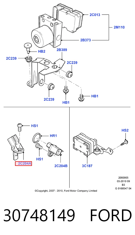 30748149 Ford Czujnik ABS przedni