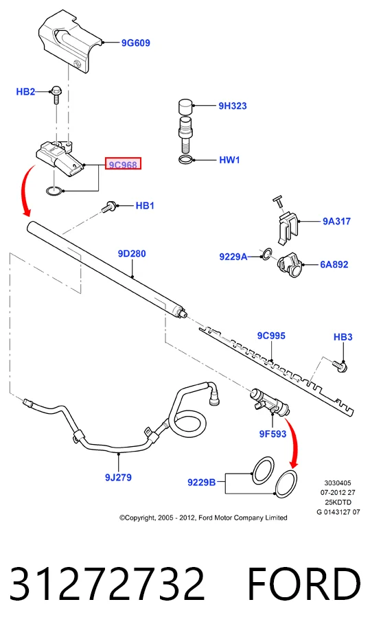 31272732 Ford Czujnik ciśnienia paliwa