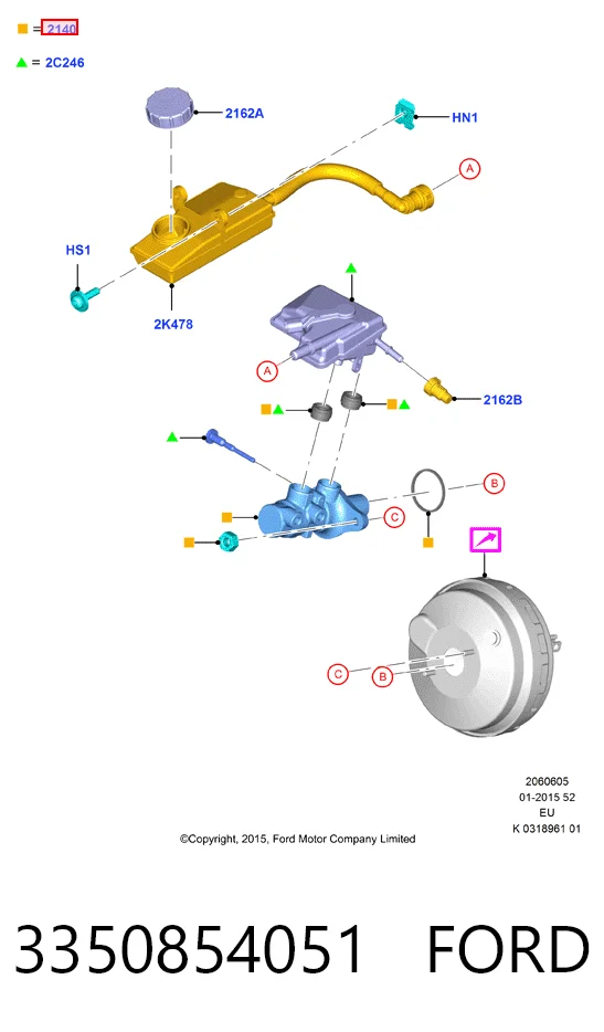 Do koszyka Główny cylinder hamulców Ford Focus III CB8