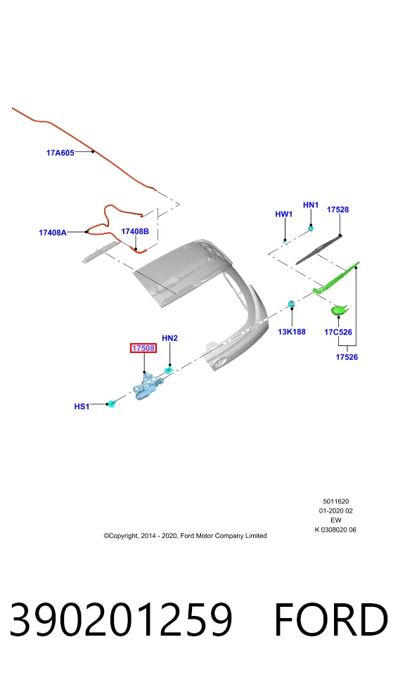 Silniczek wycieraczki tylnej szyby Ford Focus III kombi (CB8) (2010 - 2020) cena, od 46,03 USD