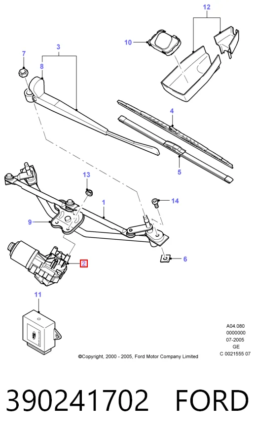 Do koszyka Silniczek wycieraczki szyby przedniej Ford Mondeo III B5Y