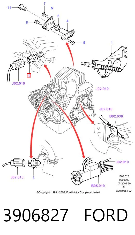 3906827 Ford Czujnik temperatury powietrza wlotowego